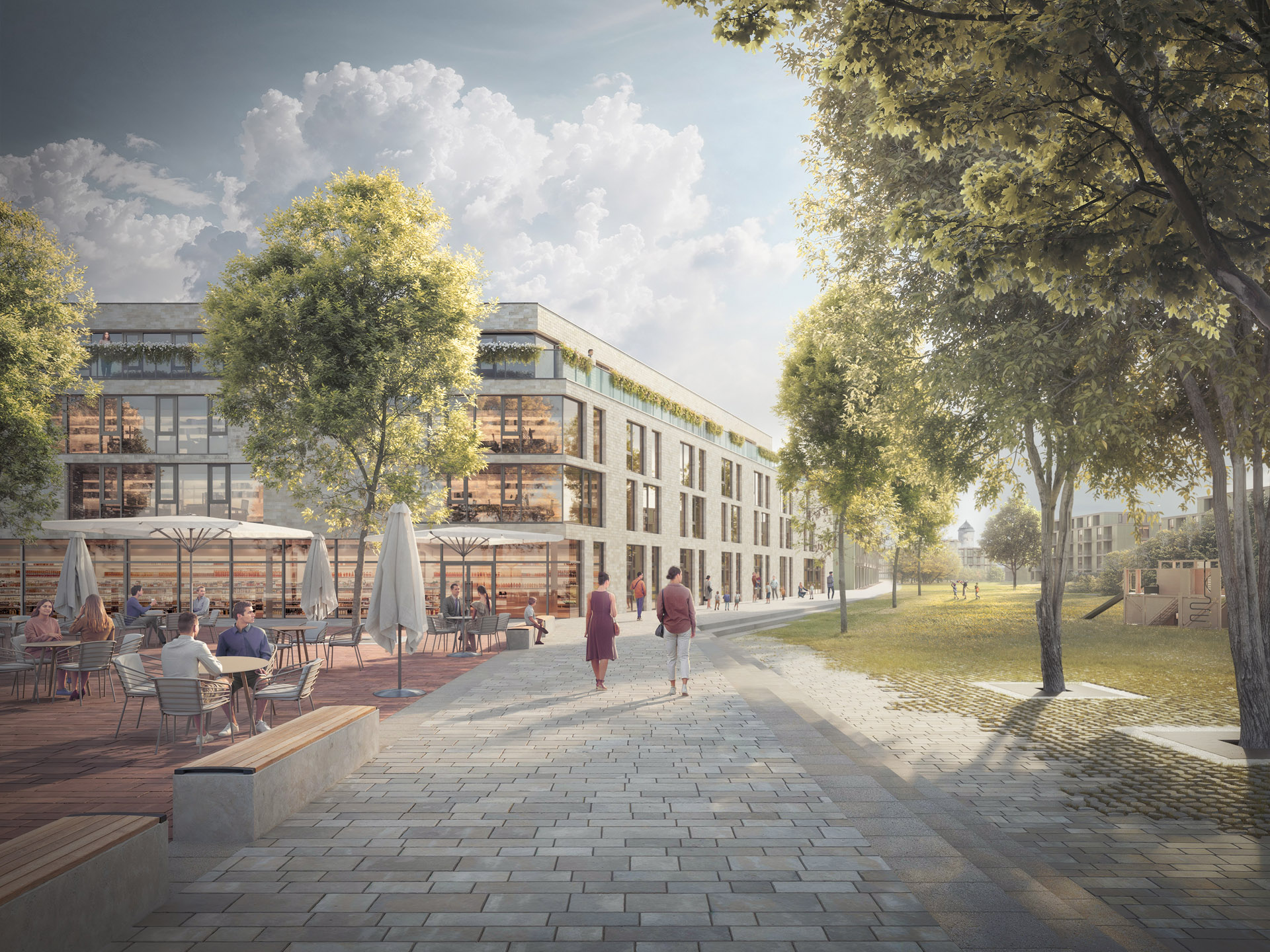 Blick über den Quartiersplatz